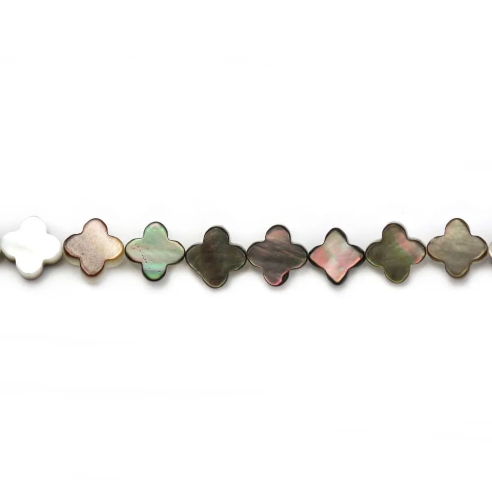 Nacre grise en forme de trèfle 6mm x 4 pcs