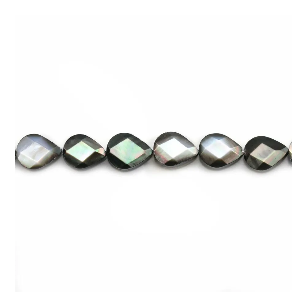 Nacre Grise Goutte Plate Facette 7x9mm x 6 st