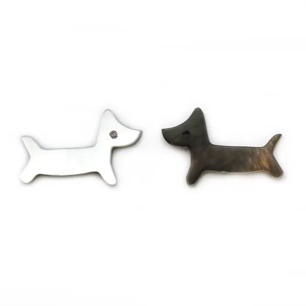 Nacre grise en forme de chien 9x15mm x 1pc