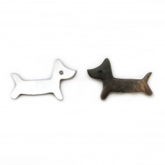 Gray mother-of-pearl little dog 9x15mm x 1pc