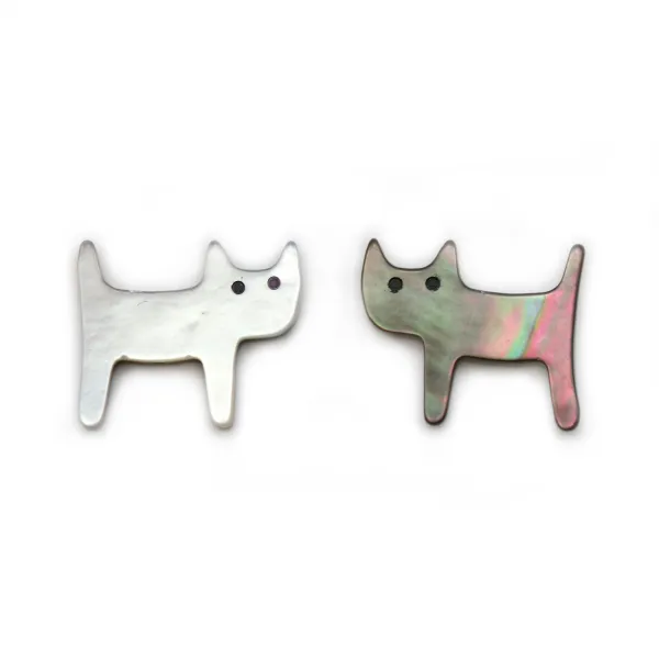 Nacre grise en forme de chat 12x14mm x 1pc