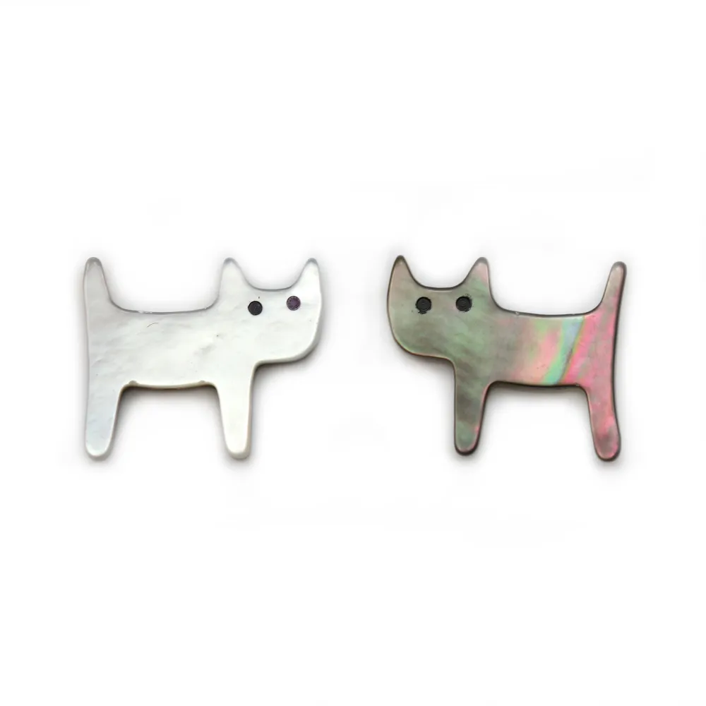 Nacre grise en forme de chat 12x14mm x 1pc