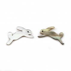 Gray shell with Little Rabbit 8x15mmX 2pcs