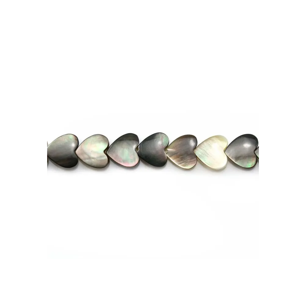 Nacre grise en forme de coeur sur fil 6mm x 40cm