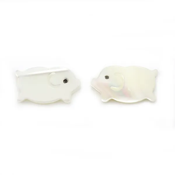Nacre blanche en forme de cochon 8x14mm x 1pc