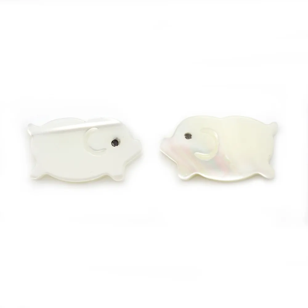 Nacre blanche en forme de cochon 8x14mm x 1pc
