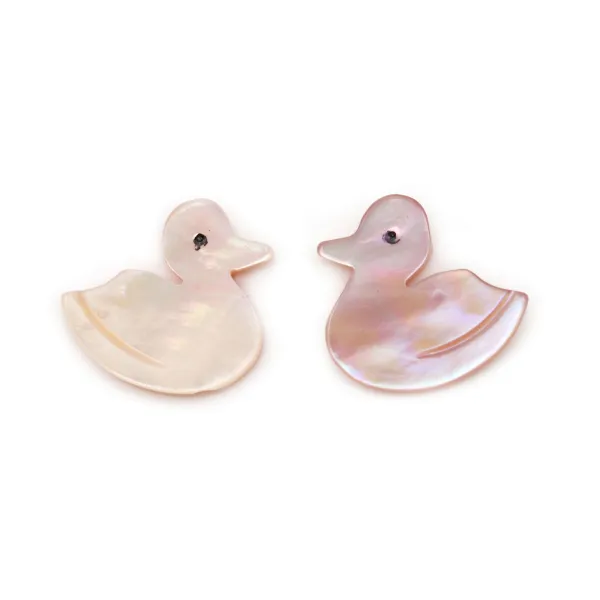 Pink mother of pearl duck shape 10x10mm