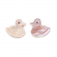 Pink mother-of-pearl duck 10x10mm x 2pcs