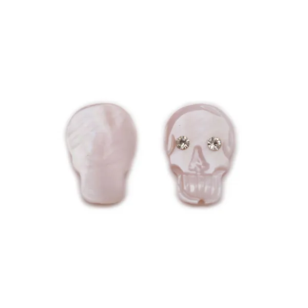 Tête de mort en nacre rose 8x12mm x 40cm(15pcs)