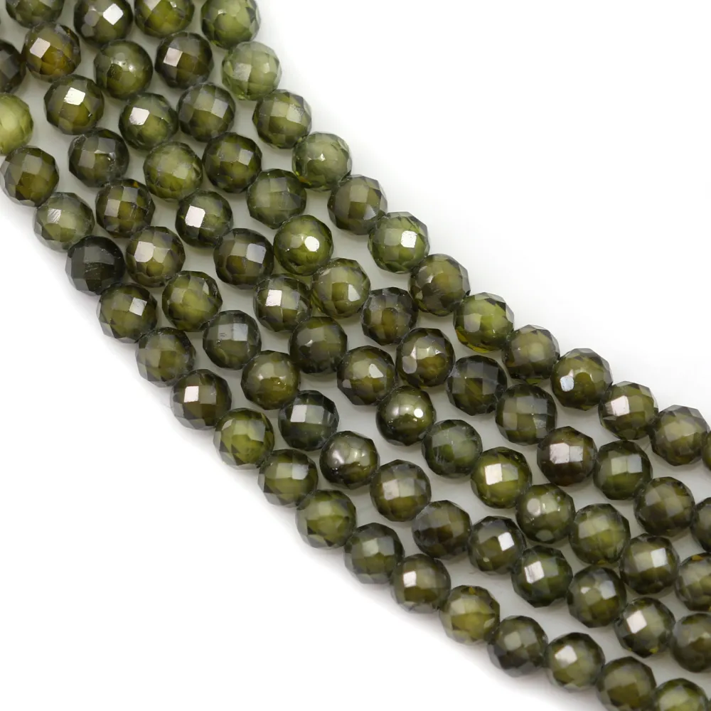 Oxyde de zirconium rond facette vert 2mm x 40cm