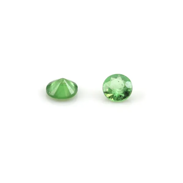 Tsavorite, round brilliant cut 1.4-2.2mm x 2pcs