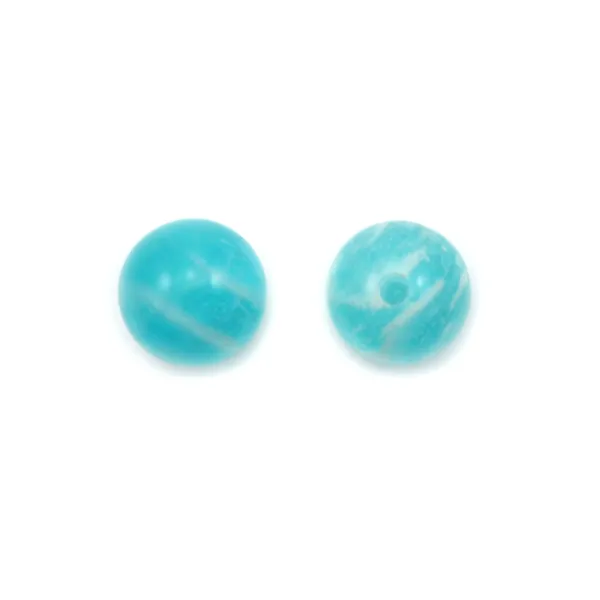Treated Peruvian Amazonite round half-drilled 6mm x 2pcs