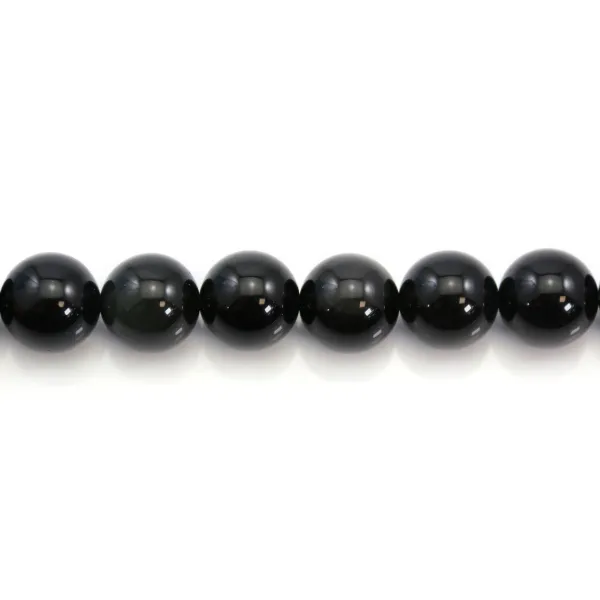 Obsidienne ronde 14mm x 40cm
