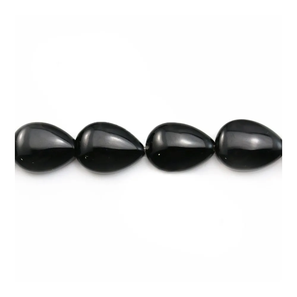 Agate noir goutte plate 10x14mm x 4pcs