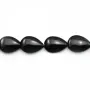 Agate noir goutte plate 10x14mm x 4pcs