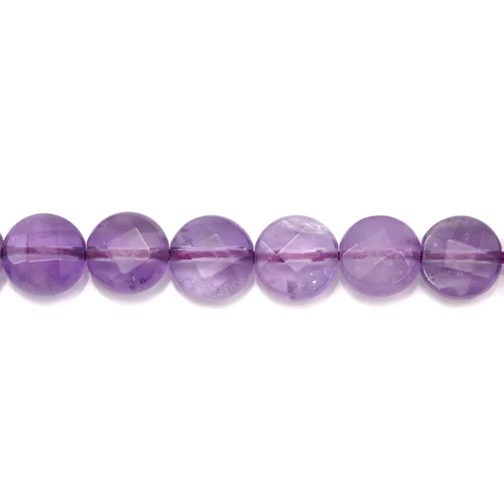 Améthyste claire ronde plate facetté 8mm x 6pcs