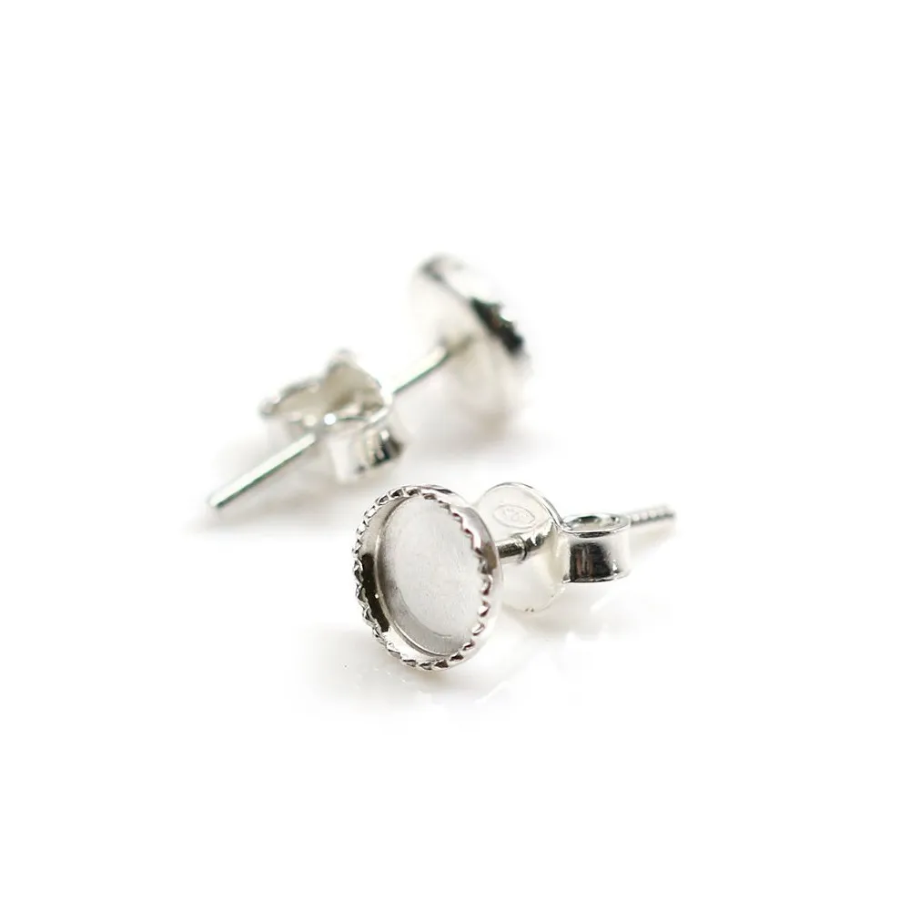 Crochet d'oreille en argent 925, porte cabochon 4mm x 2pcs