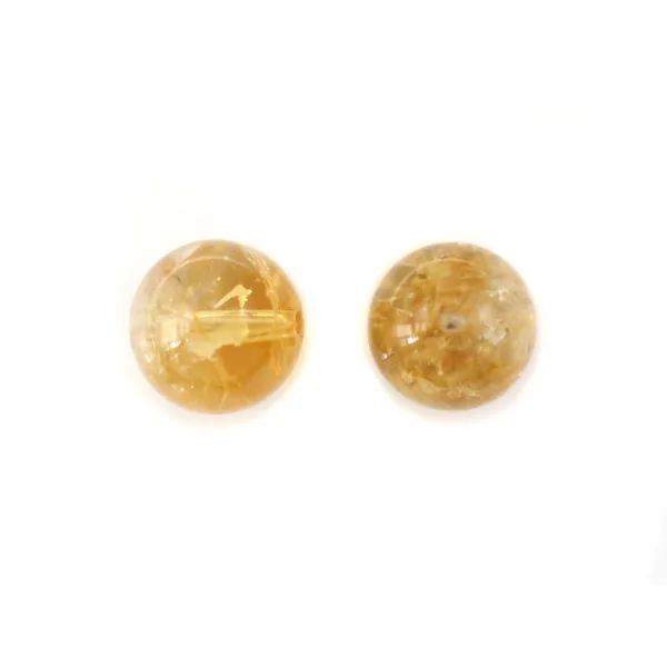 Citrine de couleur orangé brun, de forme ronde, 10mm x 1pc