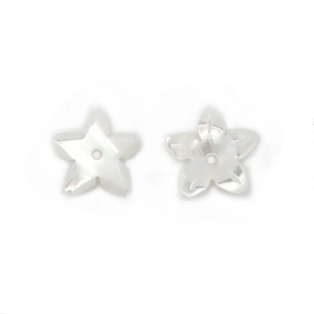 Nacre blanche en fleur à 5 pétales 8mm x 1pc
