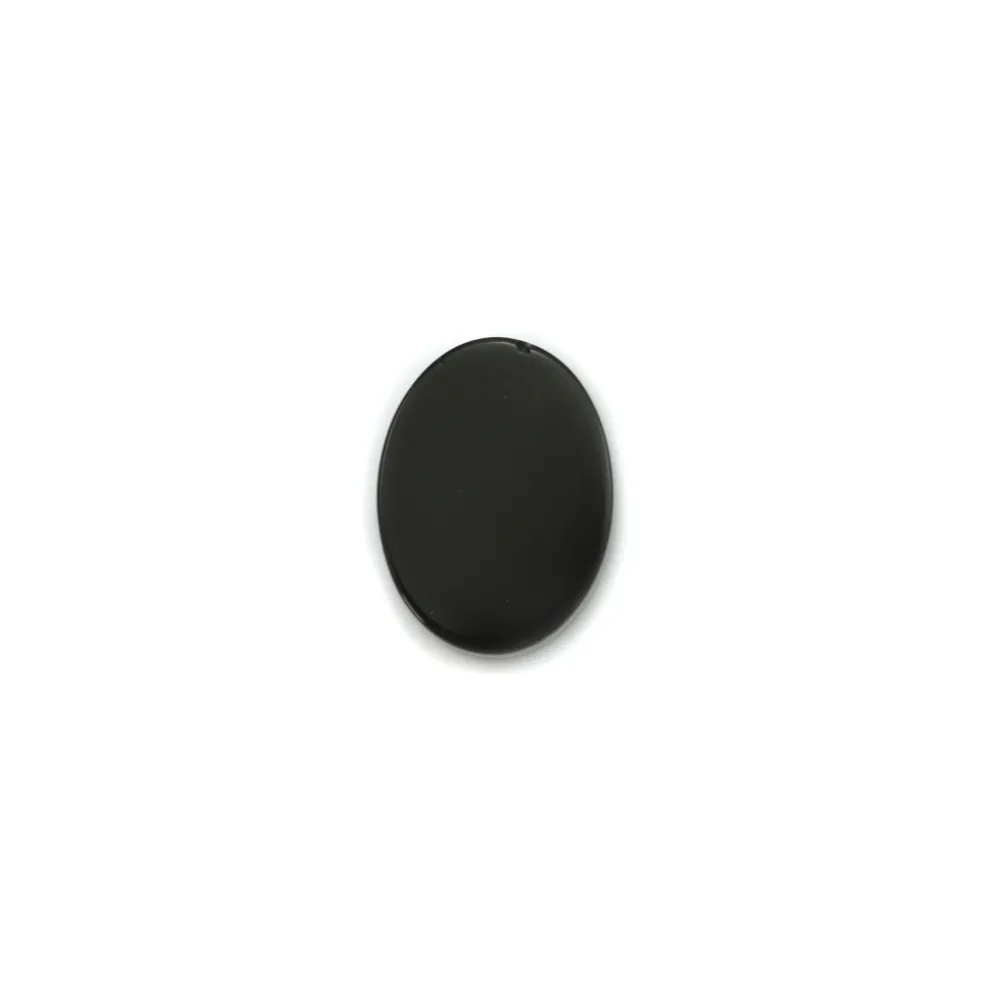 Cabochon Onyx noir ovale plat 10x14mm x 2pcs