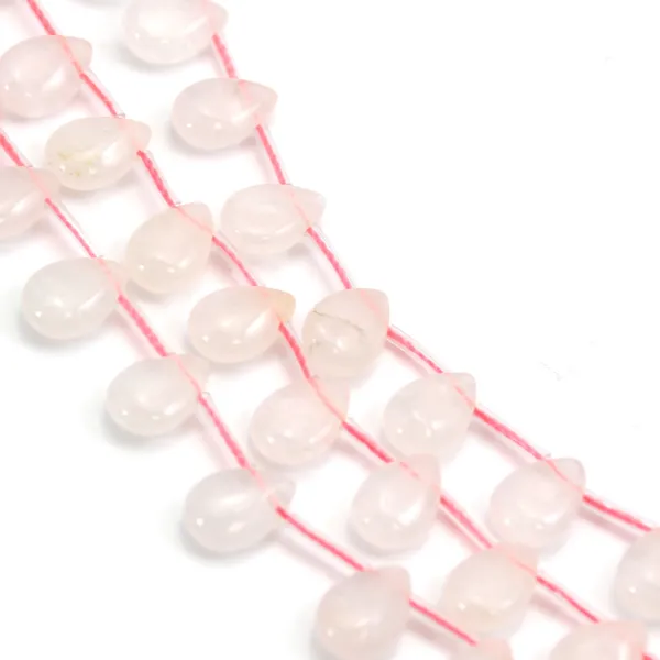 Quartzo rosa gota plana 8x12mm x 44cm (33pcs)