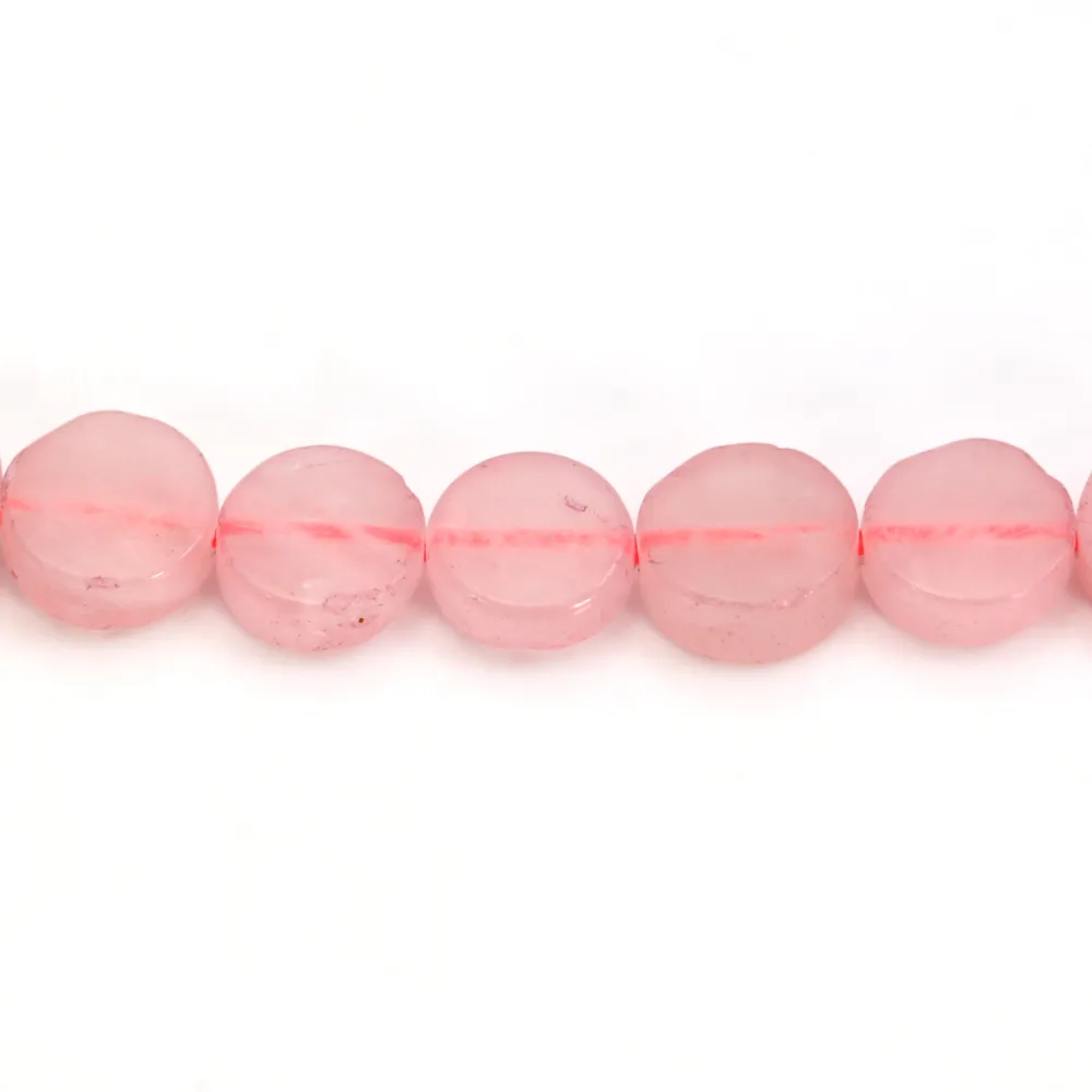 Pink Quartz rond plat 8mm x 6pcs