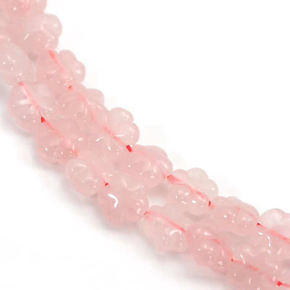 Quartz rose fleur 12mm x 39cm
