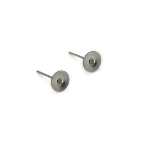 Clous d'oreilles disque 6mm Acier Inox x 12pcs