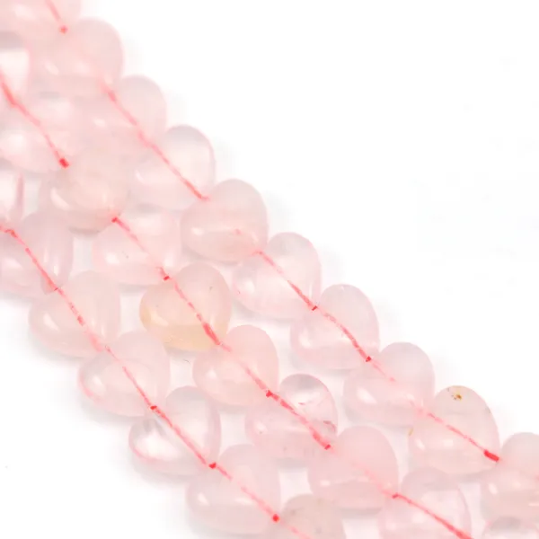 Coração de quartzo rosa 10mm x 38cm