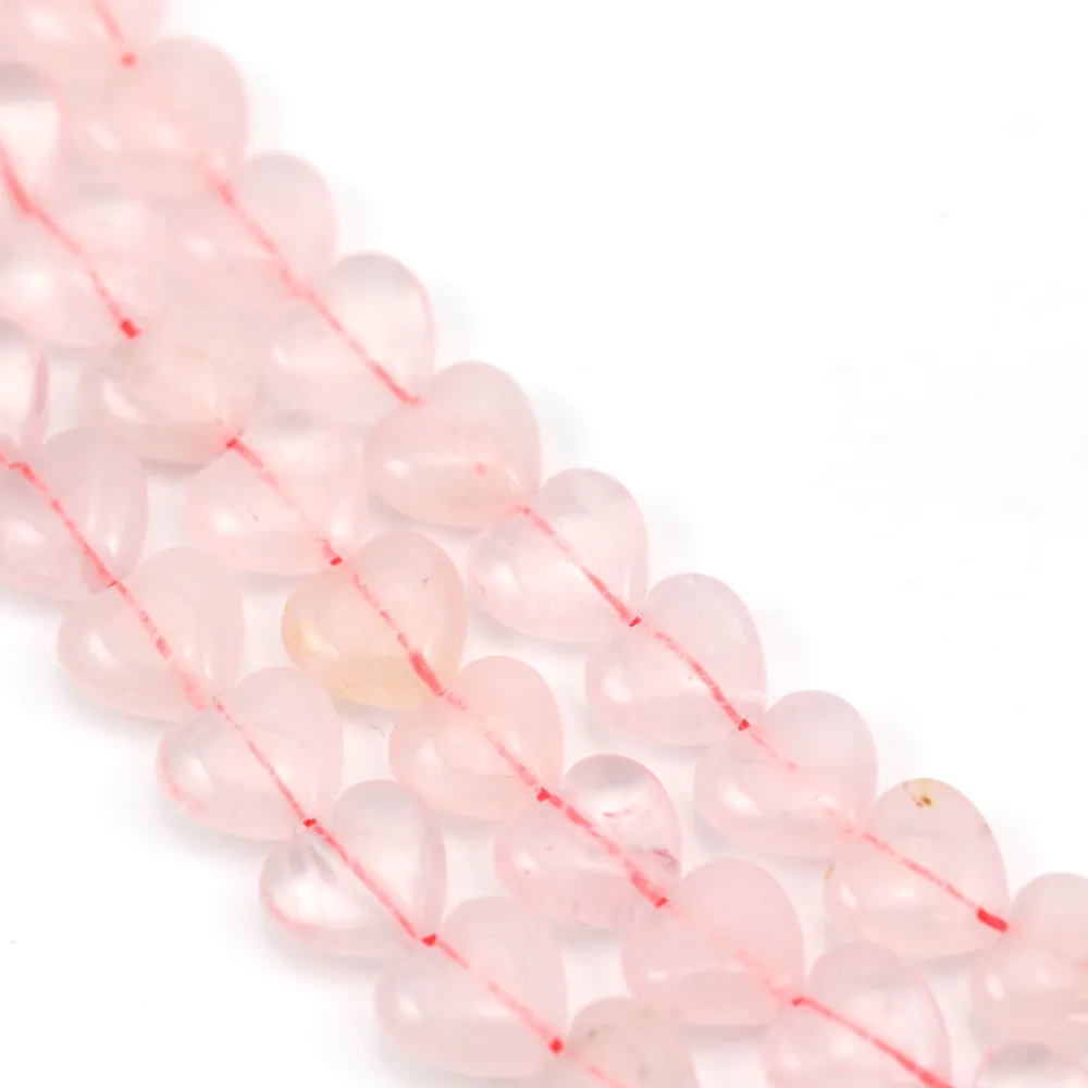 Quartz rose cœur 10mm x 39cm