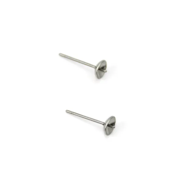 Clou d'oreilles pour perle semi percée 4mm x 10pcs