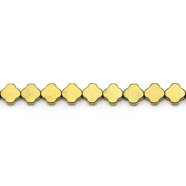 Ouro hematita, forma de trevo, 4mm x 40cm