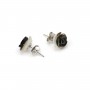 Earring silver 925 gray shell flower 10mm X2pcs