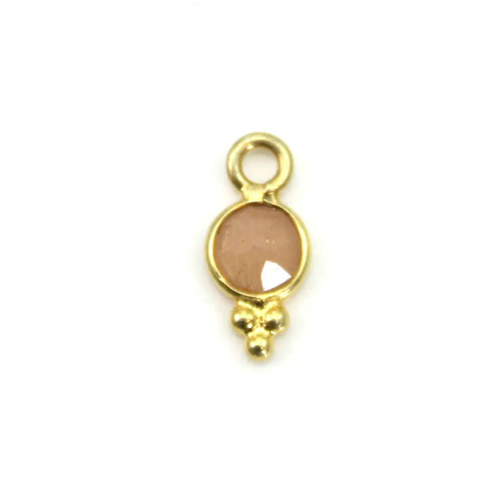 Breloque en Pierre de lune orange ronde facettée 5x11mm x 1pc