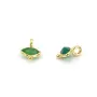 Breloque en Agate verte oeil facettée 7x9mm sur argent doré x 1pc
