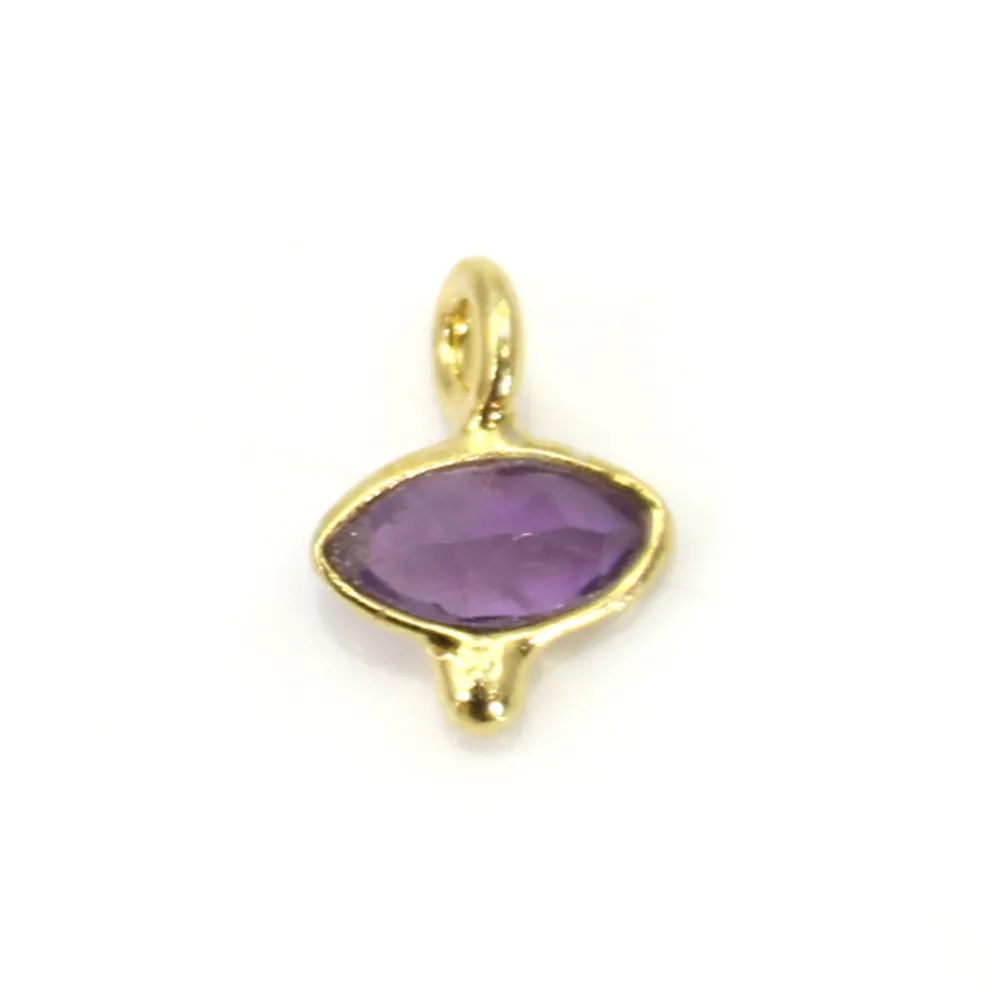 Charm con occhio di ametista in argento 925 dorato 7x9 mm x 1 pezzo
