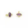 Amethyst eye charm faceted silver set 925 gold 7x9mm x 1pc