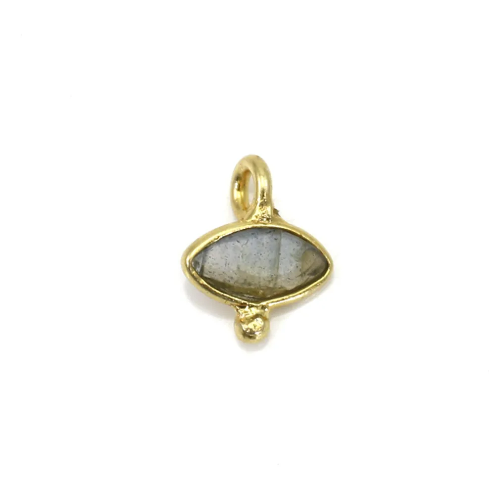Labradorit-Augen-Block facettiert mit eingefasstem Silber 925 vergoldet 7x9mm x 1Stk