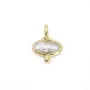 Breloque en Perle d'eau douce oeil facettée sur argent doré 7x9mm x 1pc