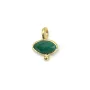 Breloque en Pierre traitée couleur émeraude oeil facettée sur argent doré 7x9mm x 1pc