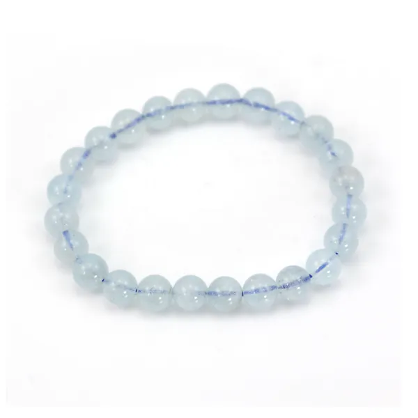Bracelet Aigue-Marine rond 7-8mm x 1pc