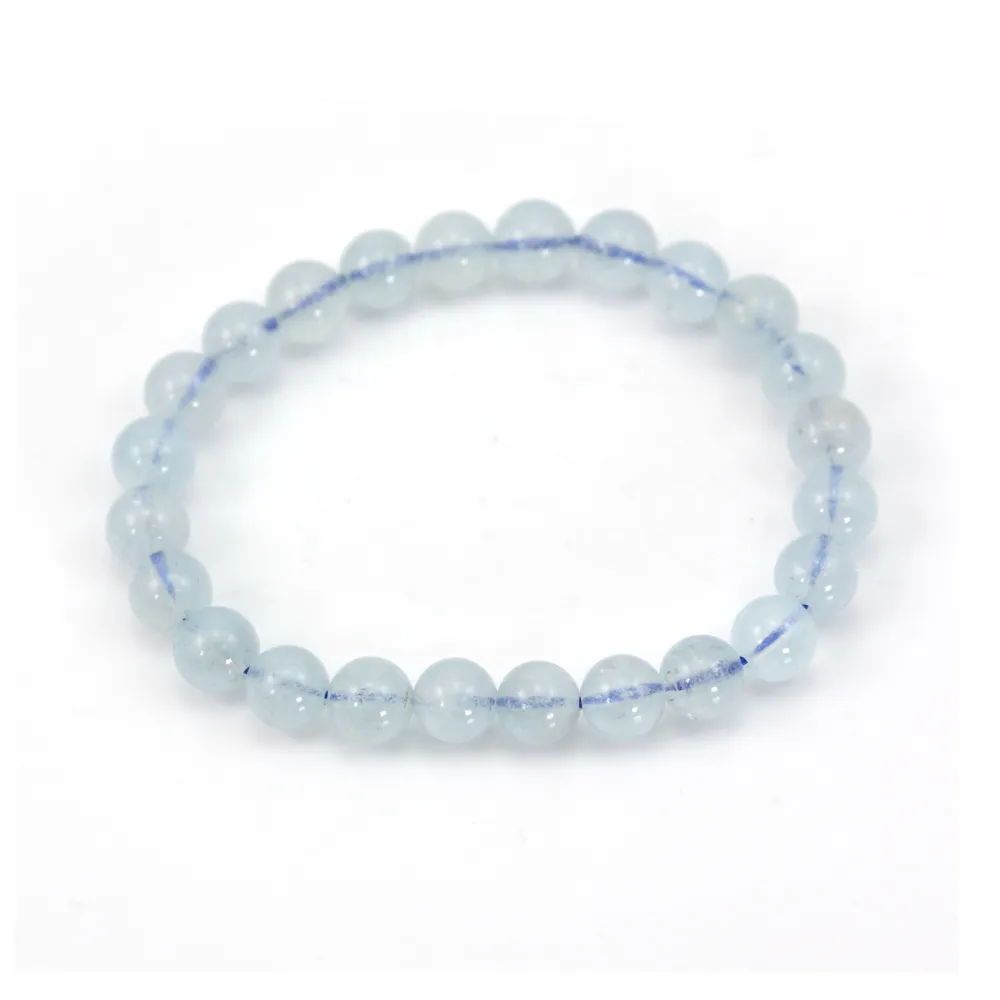 Bracelet Aigue-Marine rond 7-8mm x 1pc
