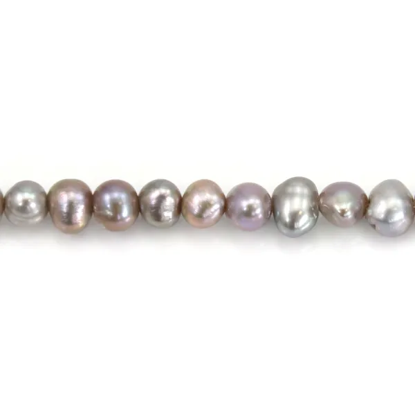 Perle coltivate d'acqua dolce, grigie, ovali/regolari, 5-6 mm x 39 cm
