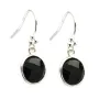 Silver earring 925 Onyx round set x 2pcs