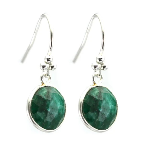 Prata para brincos 925 Conjunto de esmeraldas redondas coloridas de silimanita 925 x 2pcs