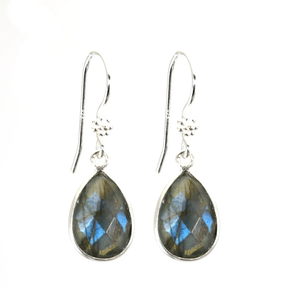Brincos, prata 925 gota de labradorite x 2pcs
