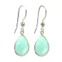 Brincos Amazonite gota cravado 10x14mm - Prata 925 x 2pcs