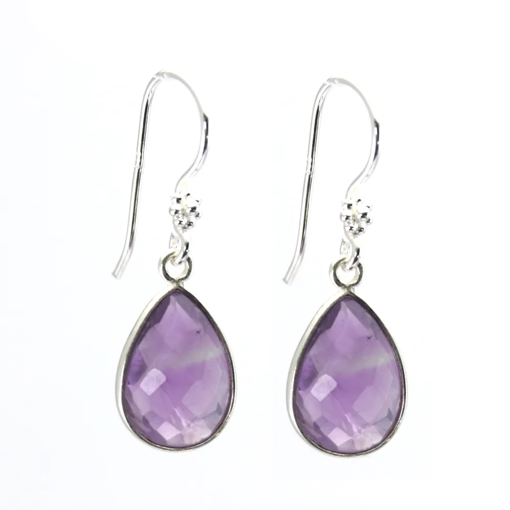Orecchini in argento 925 Set di gocce di ametista x 2 pezzi