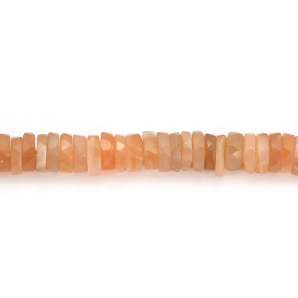Pietra di luna arancione sfaccettata rotonda heishi 6-7mm x 42cm