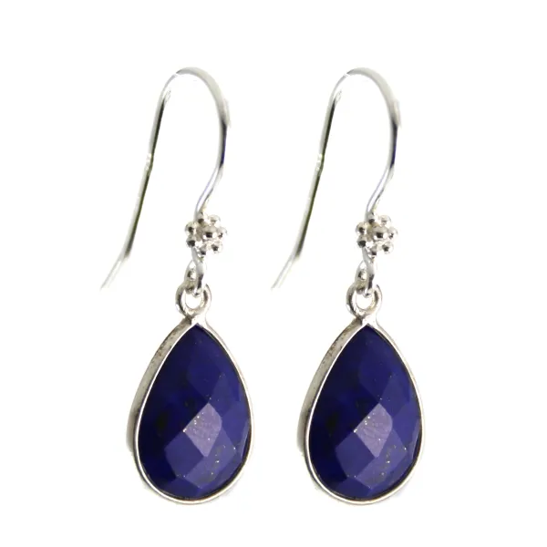 Pendiente plata 925 Lapis Lazuli gota x 2pcs